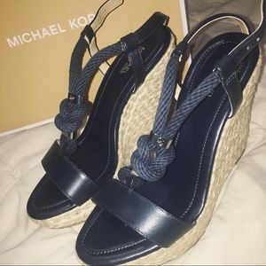 Navy Michael Kors Wedges & Box